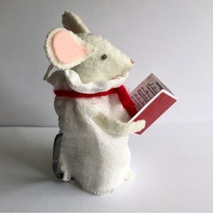 Christmas Choir felt mouse singing Hallelujah Chorus handsewn white robe red bow